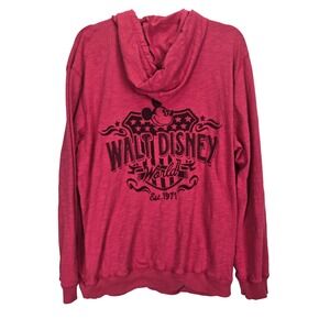 Walt Disney World Mens Hoodie Large Graphic Embroidered‎ Button Vacation Mickey